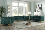 KingdomVelvet Chic Contemporary Sofa with Deep Button Tufting and Stylish Gold Metal Legs