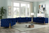 KingdomVelvet Chic Contemporary Sofa with Deep Button Tufting and Stylish Gold Metal Legs