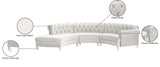 Anabella Contemporary 3pc Sectional with Deep Tufting and Chrome Nailheads for Elegant Living Spaces