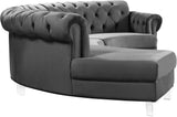 Anabella Contemporary 3pc Sectional with Deep Tufting and Chrome Nailheads for Elegant Living Spaces
