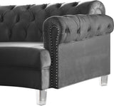 Anabella Contemporary 3pc Sectional with Deep Tufting and Chrome Nailheads for Elegant Living Spaces