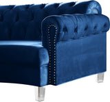 Anabella Contemporary 3pc Sectional with Deep Tufting and Chrome Nailheads for Elegant Living Spaces