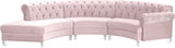 Anabella Contemporary 3pc Sectional with Deep Tufting and Chrome Nailheads for Elegant Living Spaces