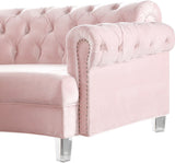Anabella Contemporary 3pc Sectional with Deep Tufting and Chrome Nailheads for Elegant Living Spaces
