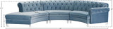 Anabella Contemporary 3pc Sectional with Deep Tufting and Chrome Nailheads for Elegant Living Spaces