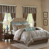 Wholesale 24-Piece Traditional Paisley Room-in-a-bag Set, Blue/Taupe