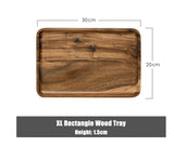 Acacia Wood Serving Tray with Grooved Handles