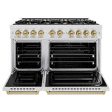ZLINE 48" Dual Fuel Range, Gas Cooktop, Electric Convection Oven DuraSnow® Stainless Steel, Champagne Bronze CDRSZ-48-CB