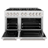 ZLINE 48" Dual Fuel Range, Gas Cooktop, Electric Convection Oven DuraSnow® Stainless Steel, Brass Burners CDRS-BR-48