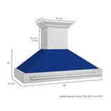 ZLINE 48" Autograph DuraSnow Stainless Blue Wall Range Hood 8654SNX-BG-48