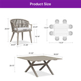 PURPLE LEAF Outdoor Dining Set All Weather Wicker Patio Dining Set with Rectangular Aluminum Table and Modern Armrest Dining Chairs for Garden Deck Backyard Kitchen