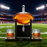 Football Decanter with 2 Whiskey & Wine Glasses & Chillers