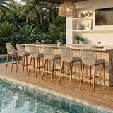 PURPLE LEAF Outdoor Bar Stool Set of 6, Wicker Chairs Bar Chairs with Cushion, All-Weather Patio Furniture kitchen stools