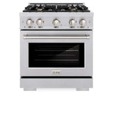 ZLINE 30" Select Dual Fuel Range Gas Cooktop Electric Convection Oven Stainless Steel Brass Burners HDR-BR-30