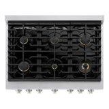 ZLINE 36"Gas Range, Convection Gas Oven , DuraSnow® Brass Burners, SGRS-BR-36
