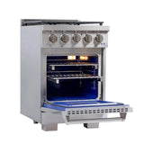 Kucht Professional 24" Gas Range Stainless Steel, True Simmer Burners, KFX2400X-S