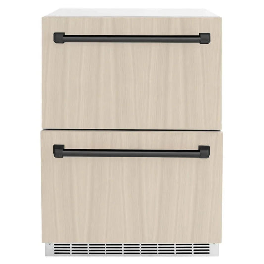 ZLINE 24" Touchstone 168 Can Outdoor-Rated Dual Refrigerator Drawer, Panel Matte Black, RDSPOZ-24-MB