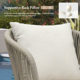PURPLE LEAF Outdoor Bar Stools Patio Modern Aluminum Rattan High Back & Arms Bar Chairs with Removable Cushions and Pillows for Outdoor or Indoor