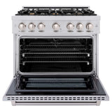 ZLINE 36" Select Dual Fuel Range Gas Cooktop Electric Convection Oven Stainless Steel Brass Burners HDR-BR-36