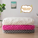 MAXYOYO Kids Bean Bag Bed - Bean Bag Chair to Bed with Jacquard Shaggy Plush Removable Cover, Plaid Beige
