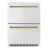 ZLINE 24" Touchstone 168 Can Outdoor-Rated Dual Refrigerator Drawer, Gold, RDSOZ-ST-24-G
