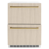 ZLINE 24" Touchstone 168 Can Outdoor-Rated Dual Refrigerator Drawer, Panel Ready Gold, RDSPOZ-24-G