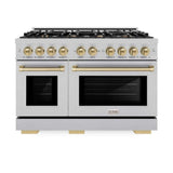 ZLINE 48" Select Dual Fuel Range Gas Cooktop Electric Convection Oven DuraSnow® Stainless Steel Champagne Bronze HDRSZ-48-CB