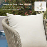 PURPLE LEAF Outdoor Bar Stools Patio Modern Aluminum Rattan High Back & Arms Bar Chairs with Removable Cushions and Pillows for Outdoor or Indoor