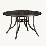 PURPLE LEAF Cast Aluminum Patio Dining Armchairs and Round Table | Rhombus and Square Lattice Designs