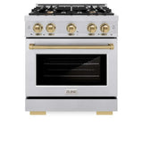 ZLINE 30" Select Dual Fuel Range Gas Cooktop Electric Convection Oven Stainless Steel Champagne Bronze HDRZ-30-CB