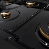 ZLINE 48" Paramount Gas Rangetop Black Stainless Steel Brass Burners SRTB-BR-48
