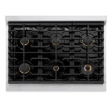 ZLINE 36"Paramount Dual Fuel Range White Matte Champagne Bronze SDRZ-WM-36-CB