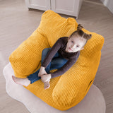 MAXYOYO Kids Bean Bag Chair, Corduroy Bean Bag Couch with Armrests for Children's Room (Yellow)