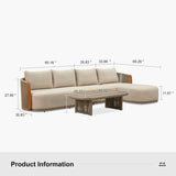 PURPLE LEAF Hailar L-Shaped Patio Conversation Set with Genuine Teak Cushions and Pillows Olefin Rope Backres Outdoor Couch Sets for Backyard Porch