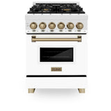 ZLINE 24" Autograph Dual Fuel Range, White Door, Bronze RAZ-WM-24-CB