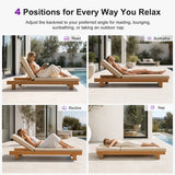 PURPLE LEAF Outdoor Daybed for Patio, Poolside Chaise Lounge Bed with Cushion, Olefin Blend Fabric, Aluminum Frame Sunbed with Side Table for Deck and Backyard