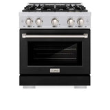 ZLINE 30" Select Dual Fuel Range Gas Cooktop Electric Convection Oven Stainless Steel Black Matte Door HDR-BLM-30