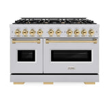 ZLINE 48" Dual Fuel Range, Gas Cooktop, Electric Convection Oven Stainless Steel, Gold CDRZ-48-G