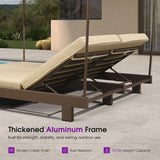 PURPLE LEAF Outdoor Daybed for Patio, Poolside Chaise Lounge Bed with Cushion, Olefin Blend Fabric, Aluminum Frame Sunbed with Side Table for Deck and Backyard