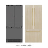ZLINE 36" Panel Ready Built-In Bottom Freezer Refrigerator,Water Dispenser, Ice Maker,Graphite Gray, Champagne Bronze GRBIVZ-36-CB