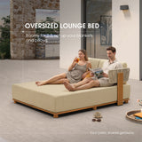 PURPLE LEAF Outdoor Daybed for Patio, Poolside Chaise Lounge Bed with Cushion, Olefin Blend Fabric, Aluminum Frame Sunbed with Side Table for Deck and Backyard