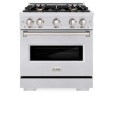ZLINE 30" Dual Fuel Range, Gas Cooktop, Electric Convection Oven DuraSnow® Stainless Steel, Brass Burners CDRS-BR-30