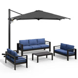5-Piece Aluminum Patio Set with Umbrella and Loveseats