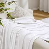 Diamond Jacquard Soft Bamboo Cotton Blanket, White