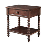 Traditional Morocco Wood Nightstand with Turned Legs