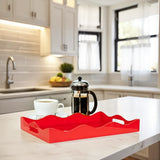 Spangle Scalloped Tray Red