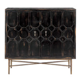 Distressed 2-Door Accent Chest Storage Cabinet, Black *