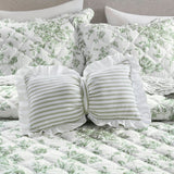 Vintage Inspired Floral Microfiber Quilt Set, Green