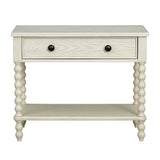 26"H Large Turned Wood Spindle Nightstand, Antique Cream