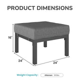 Outdoor Footstools Patio Ottoman Set of 2, Aluminum All-Weat
